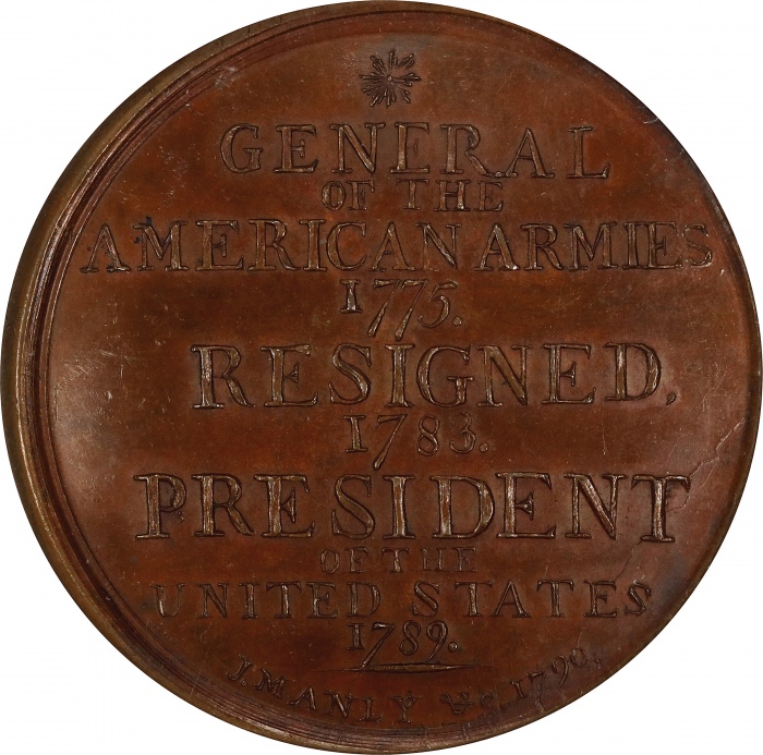  1790年曼利勋章 NGC MS 62 Manly Medal. Second Obverse