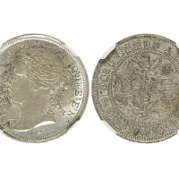  1876年香港贰毫银币，NGC MS62，H.F.Bowker 藏品