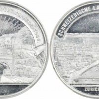  1883年瑞士苏黎土城邦纪念大型银样章。PCGS SP62