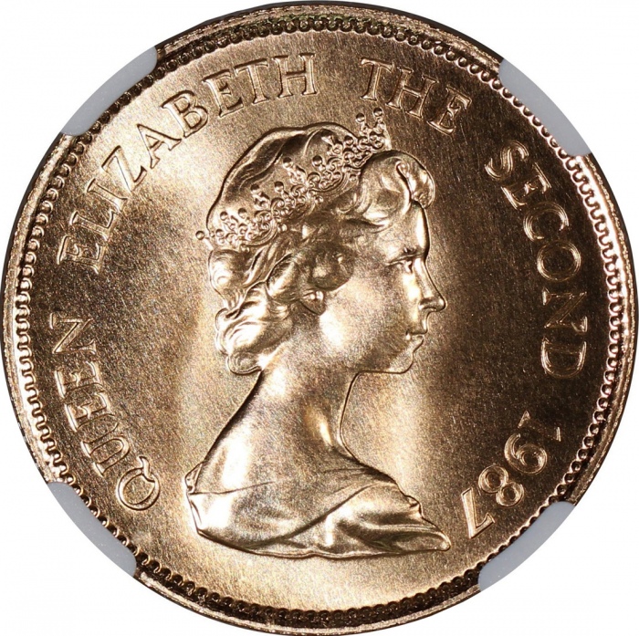  1987年香港十二生肖兔年$1000纪念金币，NGC MS70，#6473456-007