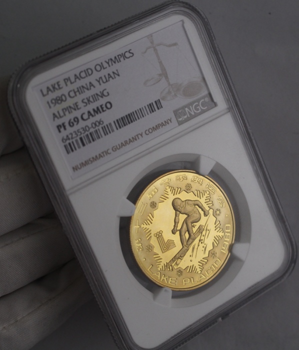  1980年第十三届冬奥会纪念铜币12克男子速降 NGC PF 69