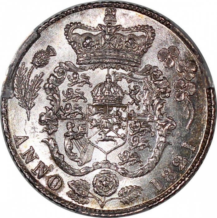  1821年英国6便士银币，NGC MS63