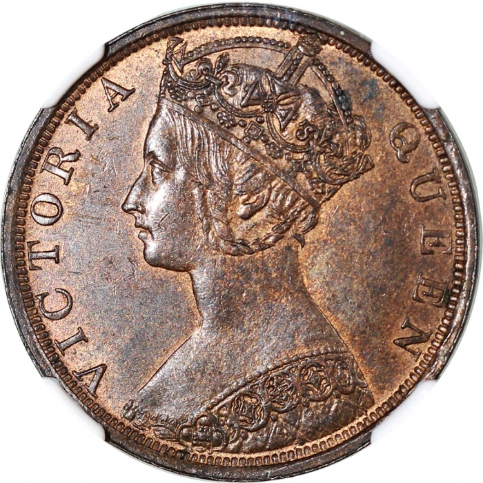  香港钱币一组3枚，包括：1863年一文，1901年一仙及1951年1毫，分别评NGC MS63BN，MS62BN和MS62，#6471020-017, 019及023