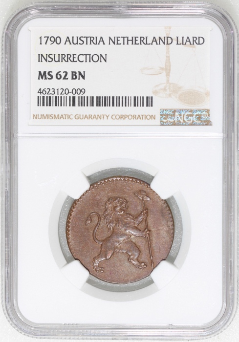  1790年奥属尼德兰起义1 liard，NGC MS62BN