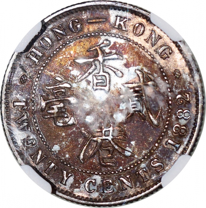  1882-H香港二毫，NGC AU Details，正面有划痕，#6137500-004