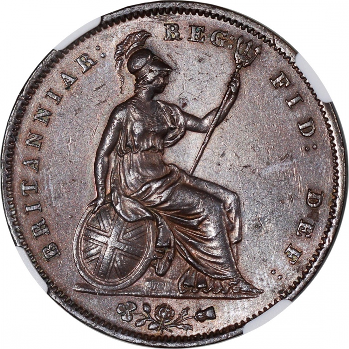  1853年英国1便士铜币，NGC MS62BN