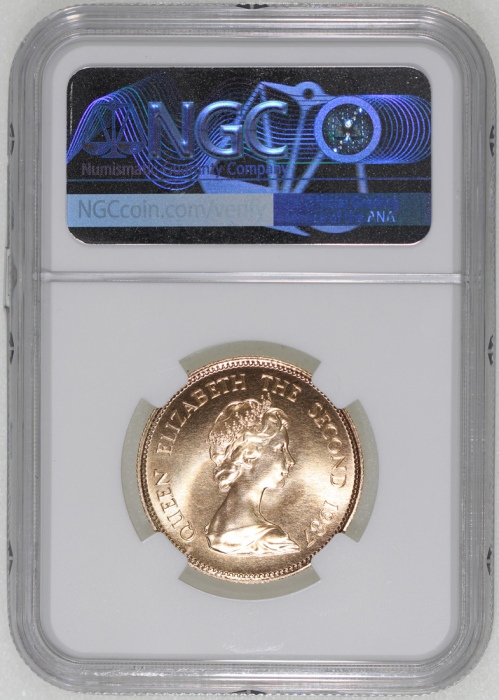  1987年香港十二生肖兔年$1000纪念金币，NGC MS70，#6473456-007