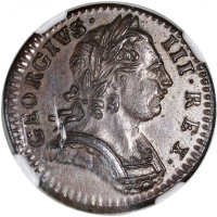  1774年英国1/4便士铜币，NGC MS63BN