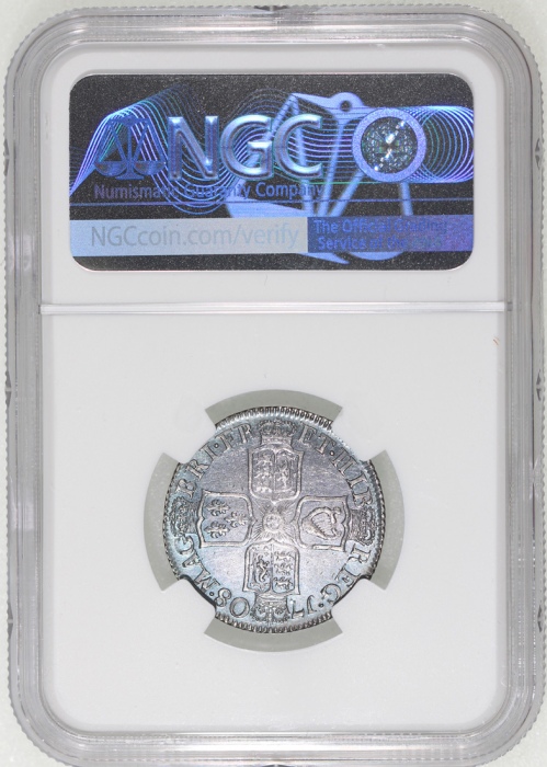  1708年英国1先令银币，NGC UNC (有清洗)