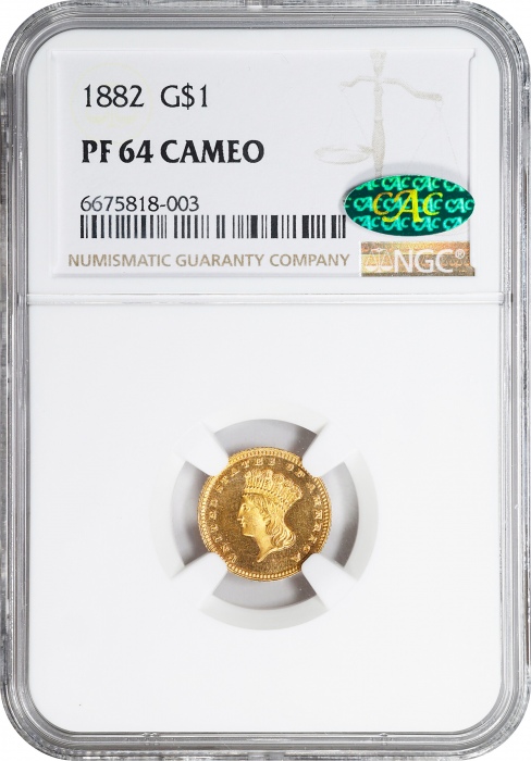  1882年美元金币 NGC PF 64 1882 Gold Dollar
