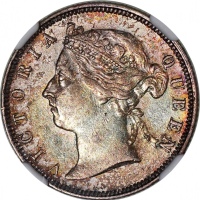  1883年香港二毫，带包浆及原光，NGC AU Details有清洗，#6376742-010