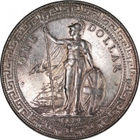  1930-B英国贸易银元2枚，带原光及包浆，AU品相