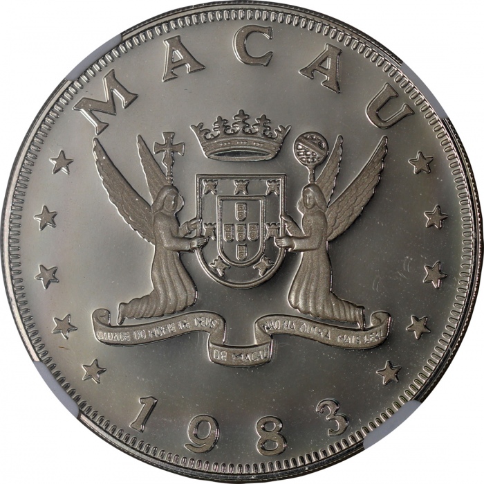  1983年澳门十二生肖猪年$100纪念精铸银币，NGC PF68 Ultra Cameo，#2874501-008