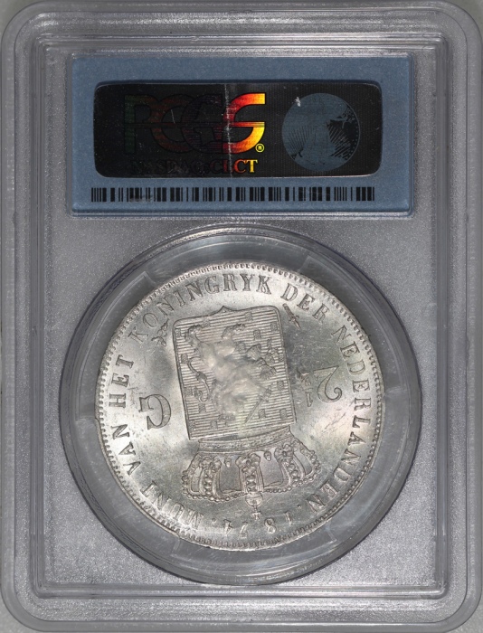  1874年荷兰2 1/2盾，PCGS MS62+