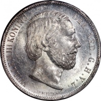  1874年荷兰2 1/2盾，PCGS MS62+