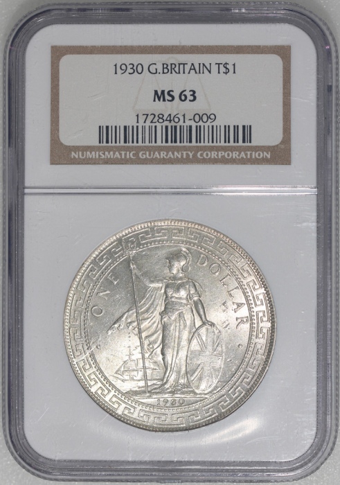  1930年英国贸易银元，NGC MS63，#1728461-009