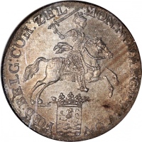  1792年荷兰西兰省1盾，NGC AU (海水损害, 经工具修补)