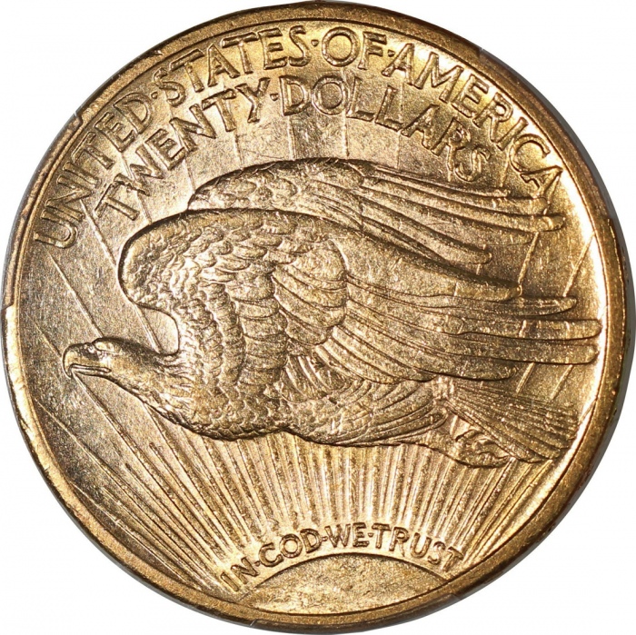  1909/8年美国20元金币，PCGS AU58