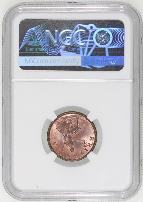  1807年英国1/4便士铜币，NGC MS65RB