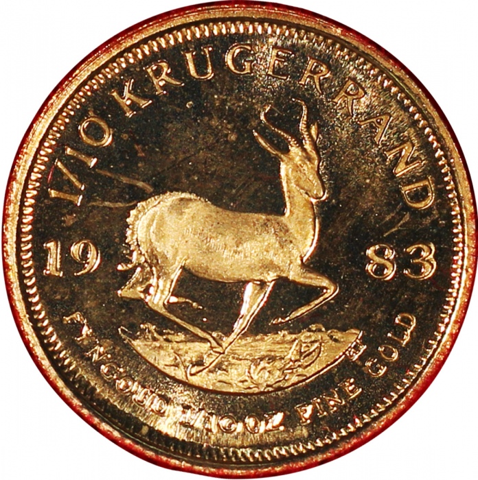  1983年南非金币两枚, 1/10枚1/4克留格尔, 1983, 纯金，附原盒，UNC