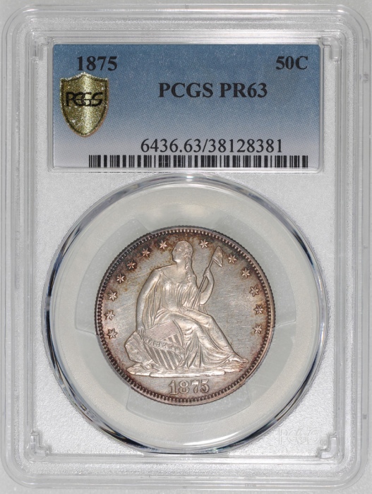  1875年美国50仙样币，PCGS PR63
