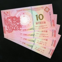  2012-19年澳门生肖纪年纸币一组36枚，包括龙年，蛇年，马年，羊年，猴年，鸡年，狗年及猪年，其中猴年及鸡年包括大西洋银行及中国银行纸币各3枚，其餘年份包括以上发钞银行纸币各2枚，UNC