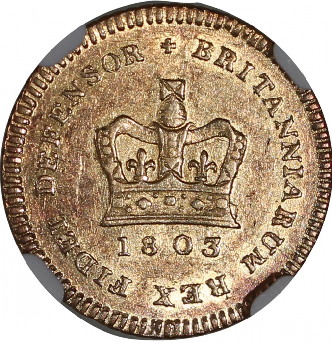  1803年英国1/3坚尼金币，NGC AU55