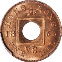  1865年香港一千，带原光，PCGS MS66RD，#42978947