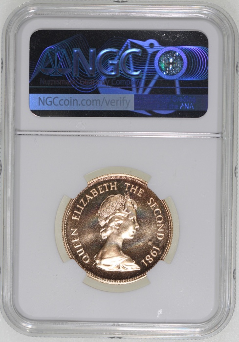  1981年香港十二生肖鸡年$1000纪念金币，NGC MS68，#6377540-003，连小册子