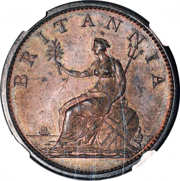  1806年英国1便士铜币，NGC MS62BN