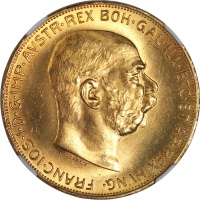  1915年奥地利100克朗金币，后铸版，NGC UNC Details
