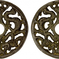  镂空双龙花钱 上美品