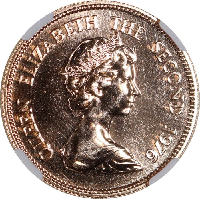  1976年香港十二生肖龙年$1000纪念金币，NGC MS65，#6377540-013，连小册子