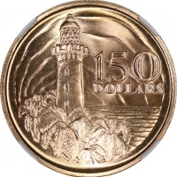  1969年新加坡成立150周年150元金币，0.916金，0.7328安士，NGC MS66， 附原盒