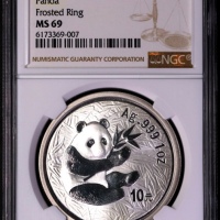  2000年熊猫纪念银币1盎司 NGC MS 69