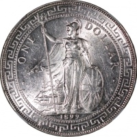  1899-B英国贸易银元，原光充沛，NGC MS62，#3067563-020