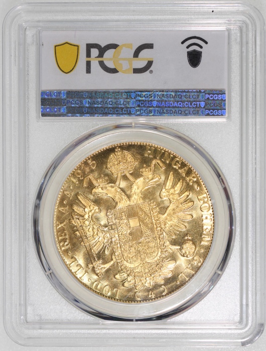  1915年奥地利4达克特金币，后铸版, 含金量0.4427安士, PCGS MS68
