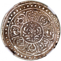  西藏甘丹章噶一组5枚, 1907-1925年, F版，一枚评NGC MS62，其餘AU Details (严重清洗)，#3960338-047, #3960338-051, #3960338-054,