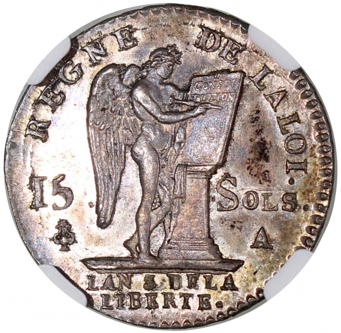  1791A年法国15索尔, NGC MS63