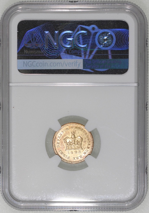  1803年英国1/3坚尼金币，NGC AU55