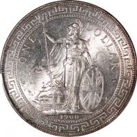 1900-B英国贸易银元，光泽均匀，PCGS MS64，#41530593，评级记录中仅4枚获评更高分