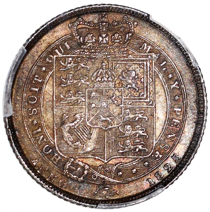  1825年英国6便士银币，NGC MS62