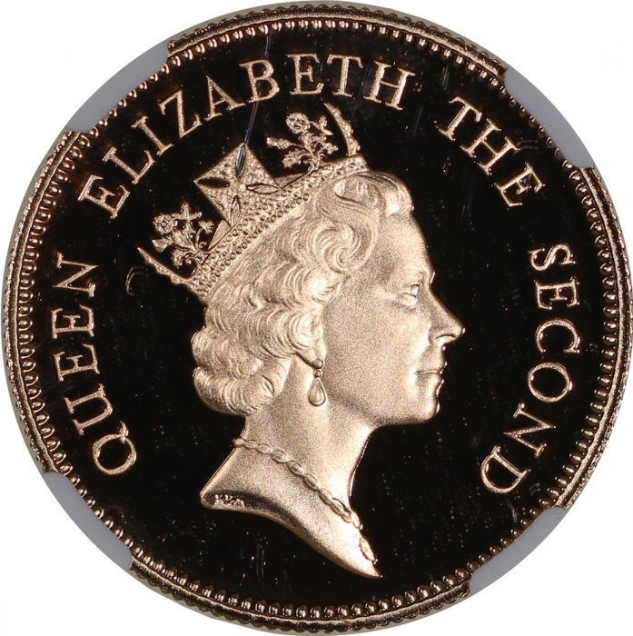  1986年英女皇访港$1000纪念精铸金币，NGC PF70 Ultra Cameo，#6377540-005，连盒及小册子，限量发行12,000枚