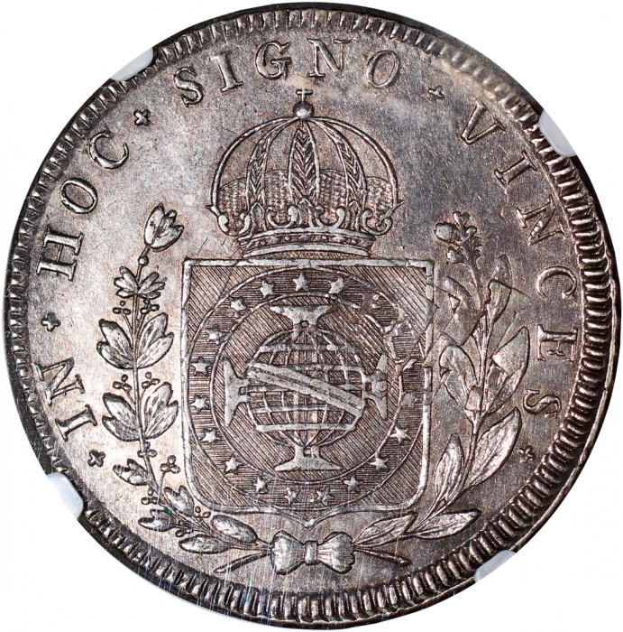  1823R巴西佩德罗一世960雷尔，NGC AU58
