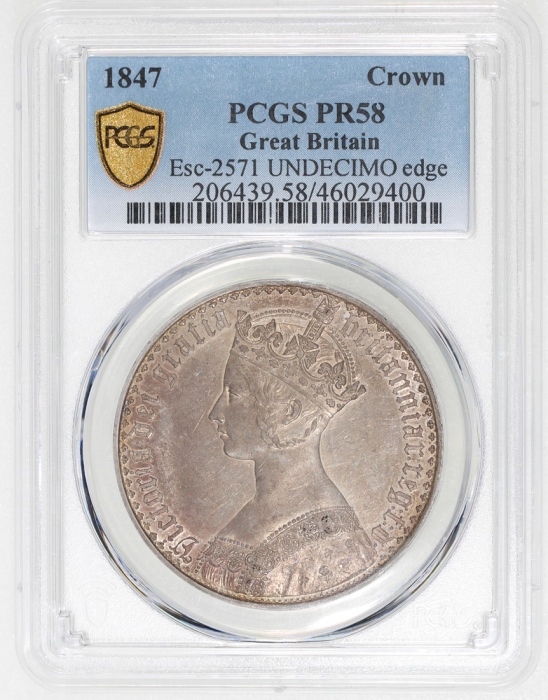  1847年英国哥德式克朗样币，PCGS PR58，经典设计佳品例子, 热门