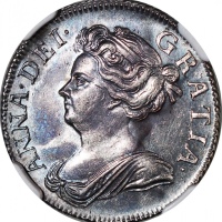  1708年英国1先令银币，NGC UNC (有清洗)