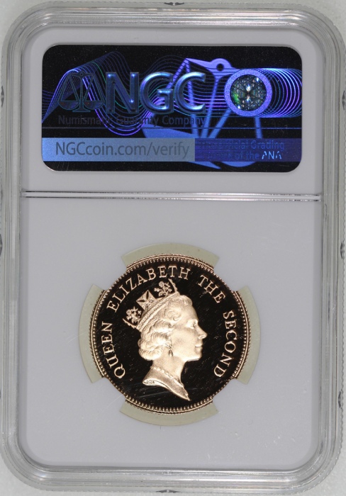  1986年英女皇访港$1000纪念精铸金币，NGC PF70 Ultra Cameo，#6377540-005，连盒及小册子，限量发行12,000枚