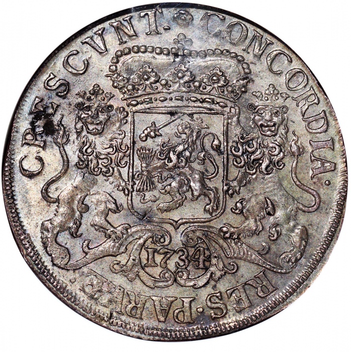  1647年荷兰上艾修省1盾，NGC UNC (海水损害)