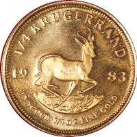  1983年南非金币两枚, 1/10枚1/4克留格尔, 1983, 纯金，附原盒，UNC