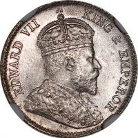  香港钱币一组4枚，包括1863年1仙，1883及89年2毫，1904年1毫，分别评NGC MS63BN, AU Details, XF Details 及MS65，#6651294-004, #665